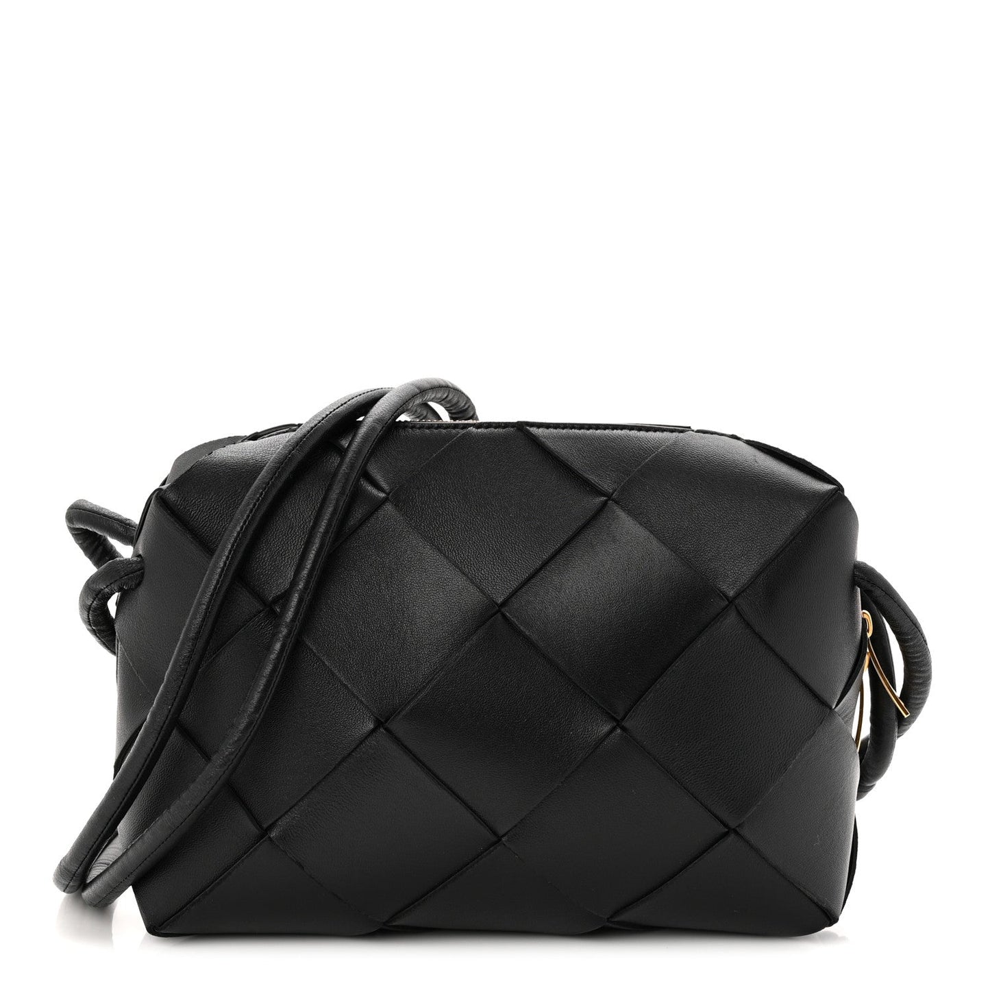 Lambskin Maxi Intrecciato Small Cassette Camera Bag Black