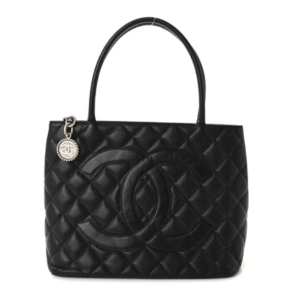 Caviar Quilted Medallion Tote Black
