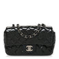 Patent Calfskin Quilted Mini Rectangular Flap Navy Blue
