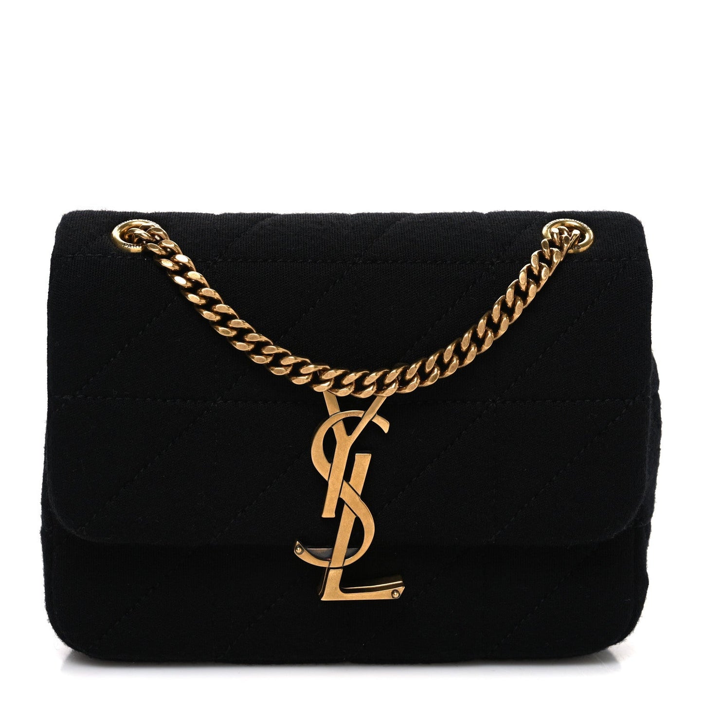 Jersey Wool Patchwork Monogram Mini Jamie Baguette Black