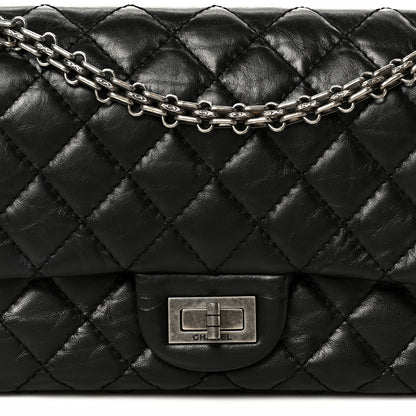 Aged Calfskin Quilted 2.55 Reissue 225 Flap Black