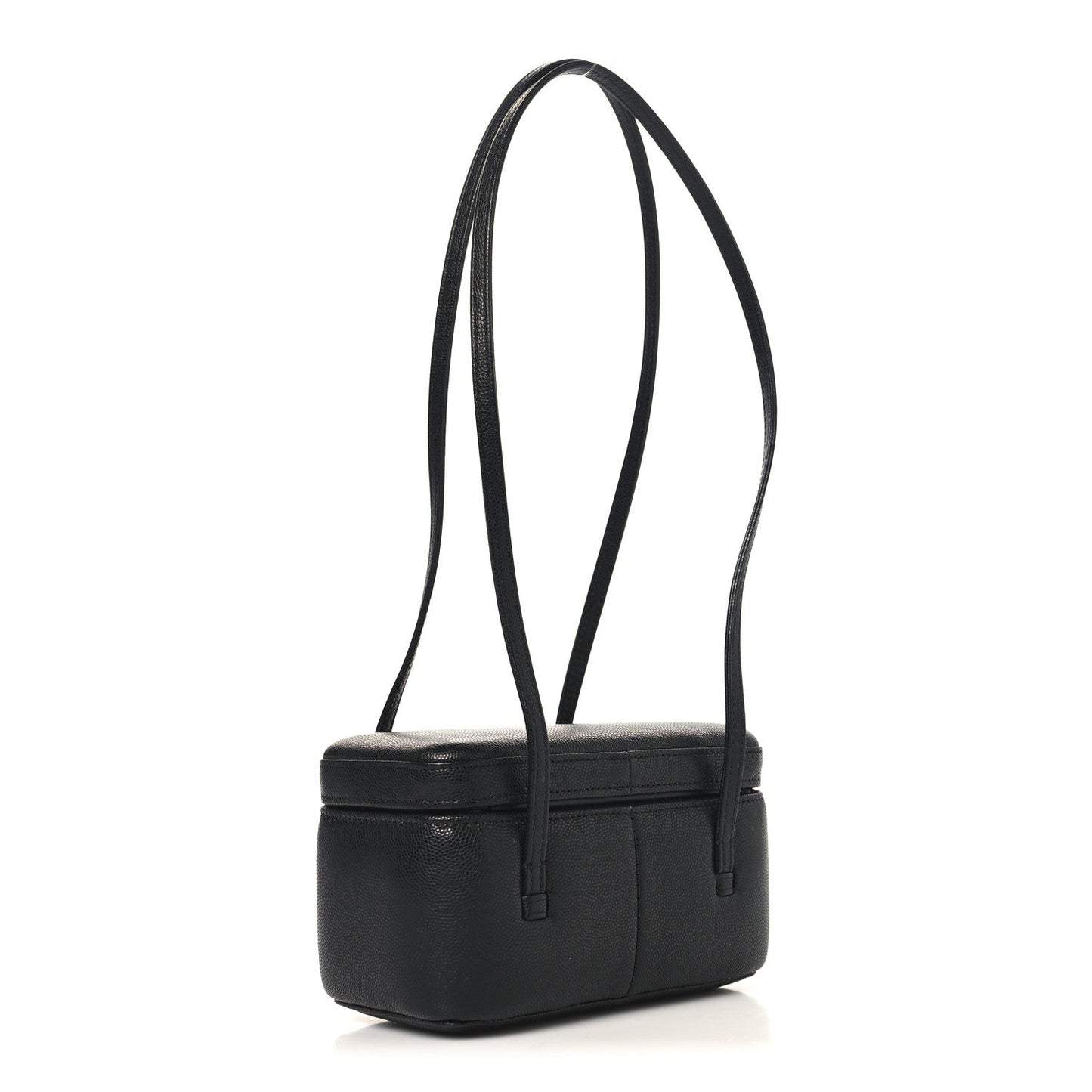 Shiny Caviar Preppy Coco Long Vanity With Strap Black