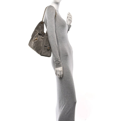 Suede Quilted Small Chanel 25 Handbag Dark Grey