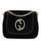 Suede Crystal 1973 Small Chain Shoulder Bag Black