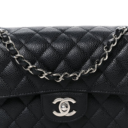 Caviar Quilted Small Double Flap Black