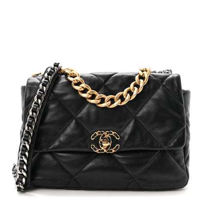 Goatskin Quilted Large Chanel 19 Flap Black