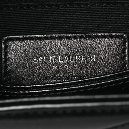 Calfskin Y Quilted Monogram Monochrome Toy Loulou Crossbody Bag Black