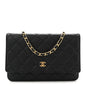 Caviar Quilted Wallet on Chain WOC Black
