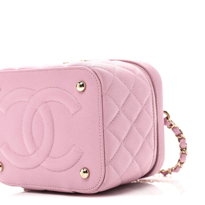 Caviar Quilted Small CC Vanity Case Pink