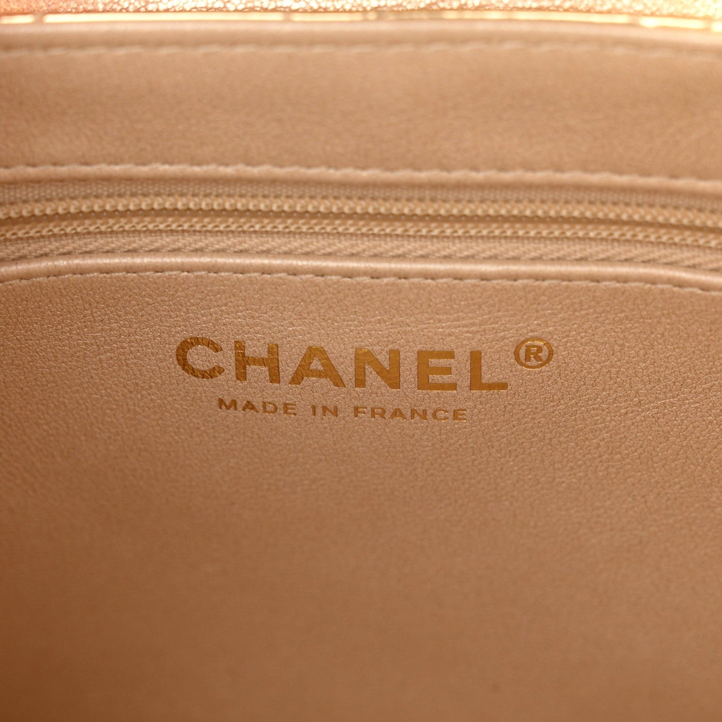 Mirror Calfskin Metallic Calfskin Quilted Nano Kelly Shopper Gold