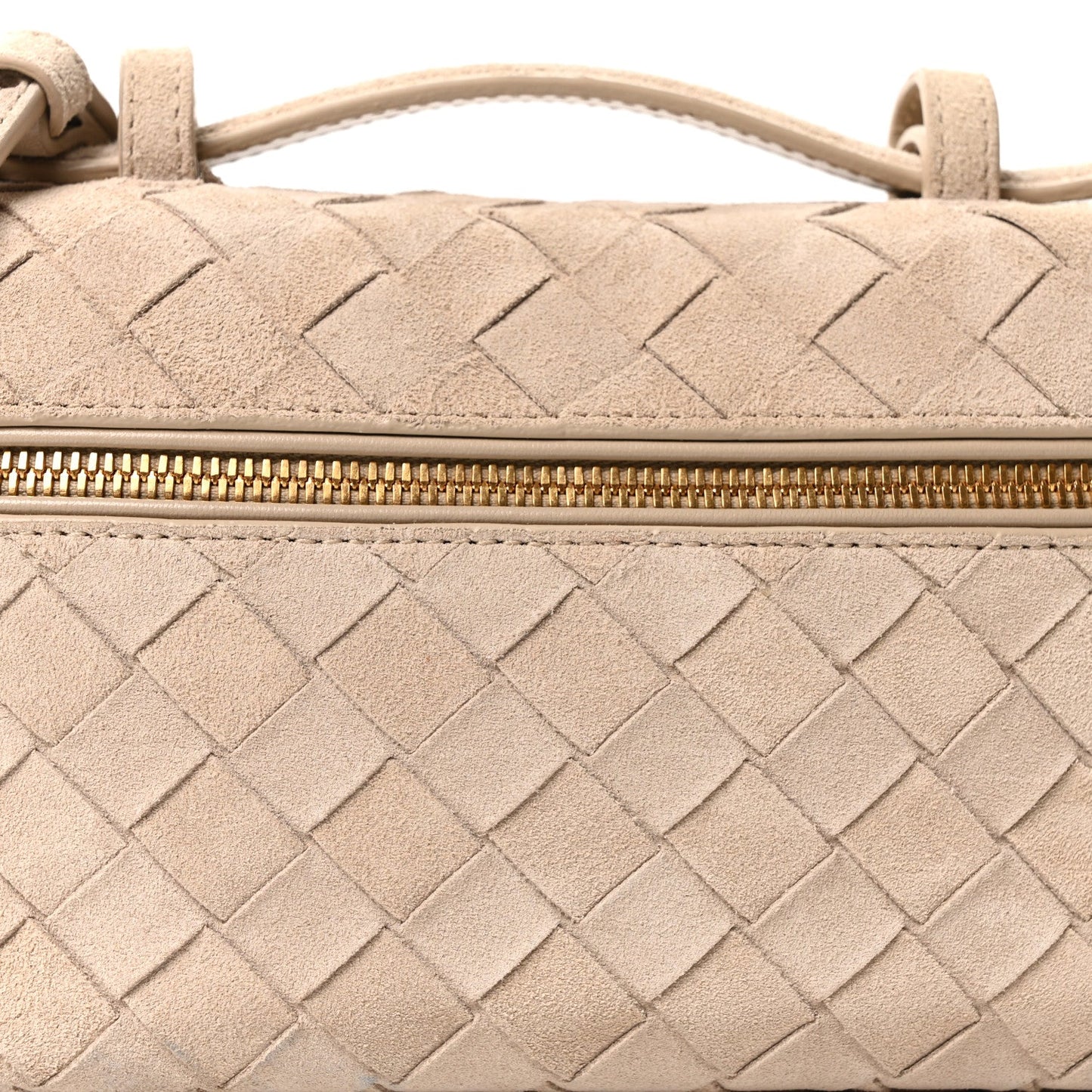 Suede Intrecciato Bang Bang Vanity Case Ecru