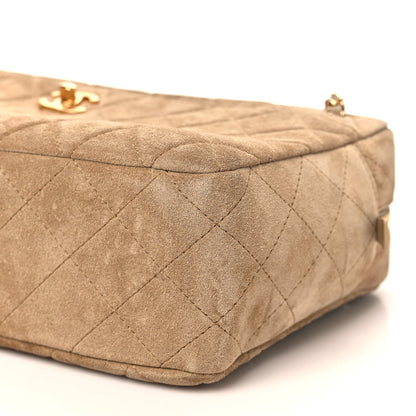 Suede Calfskin Quilted Camerissimo Camera Case Beige