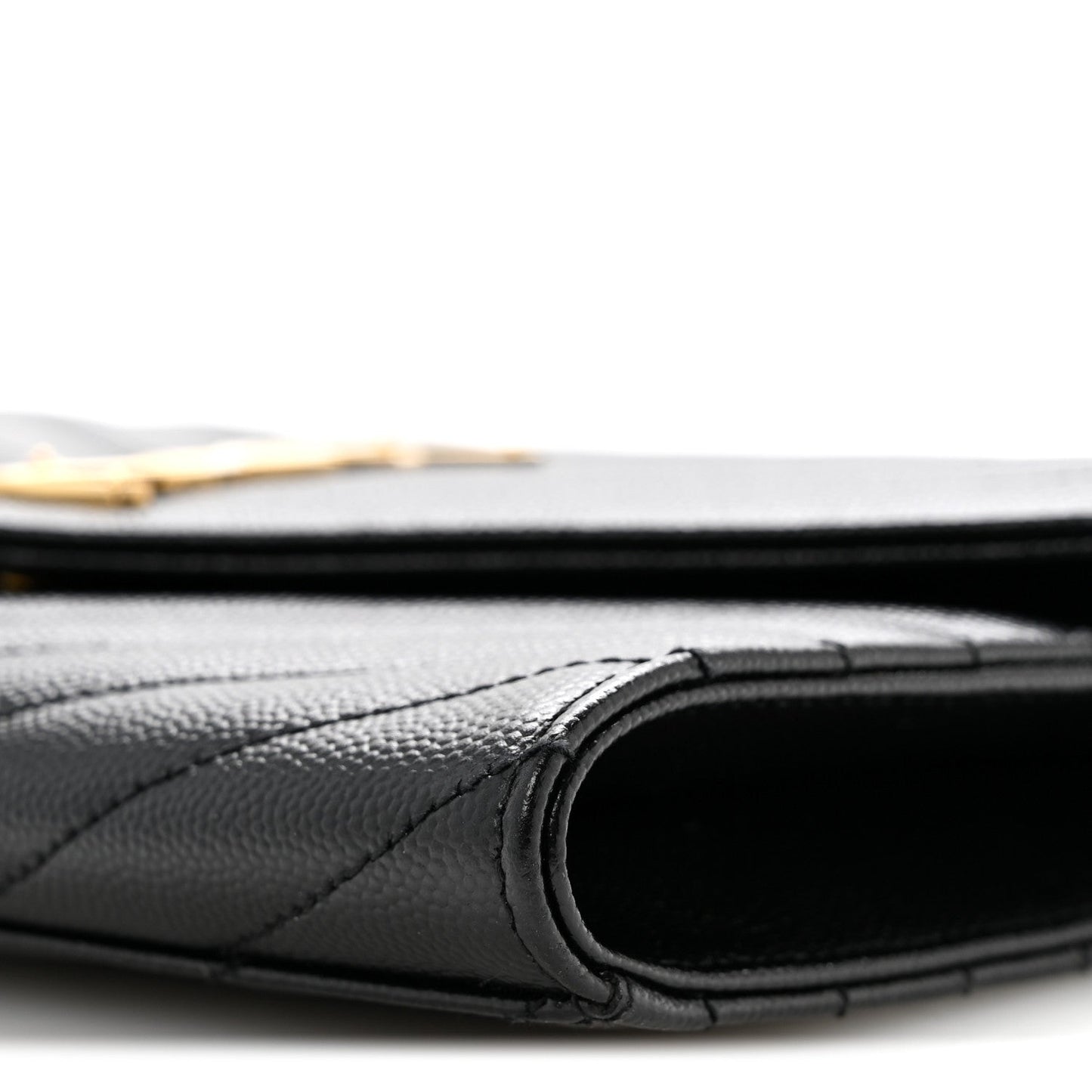 Grain De Poudre Matelasse Chevron Monogram Envelope Clutch Black