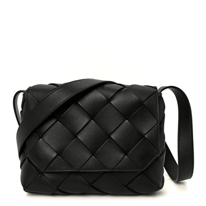 Grained Calfskin Intreccio Small Diago Crossbody Bag Black