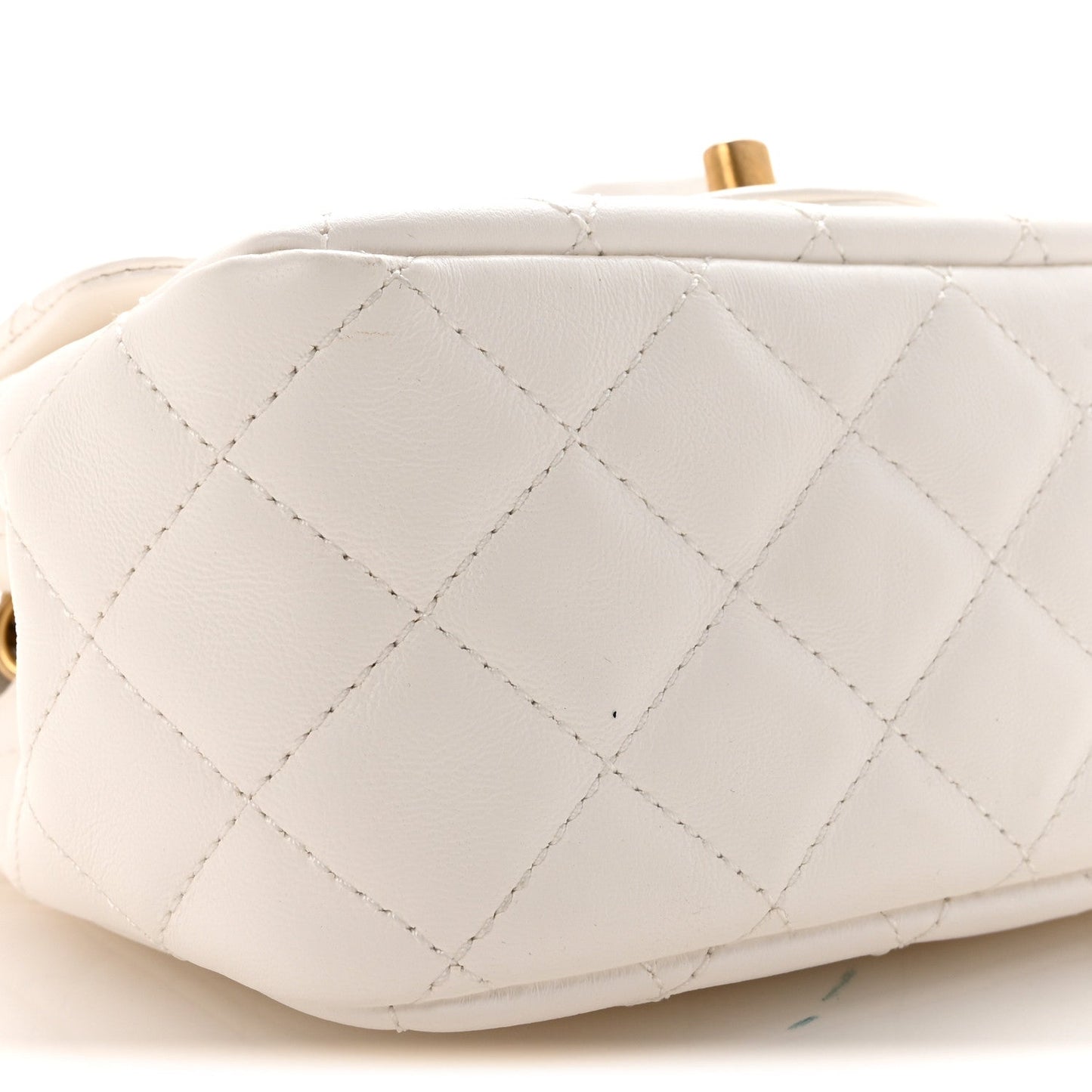 Lambskin Quilted Mini Romance Square Flap White