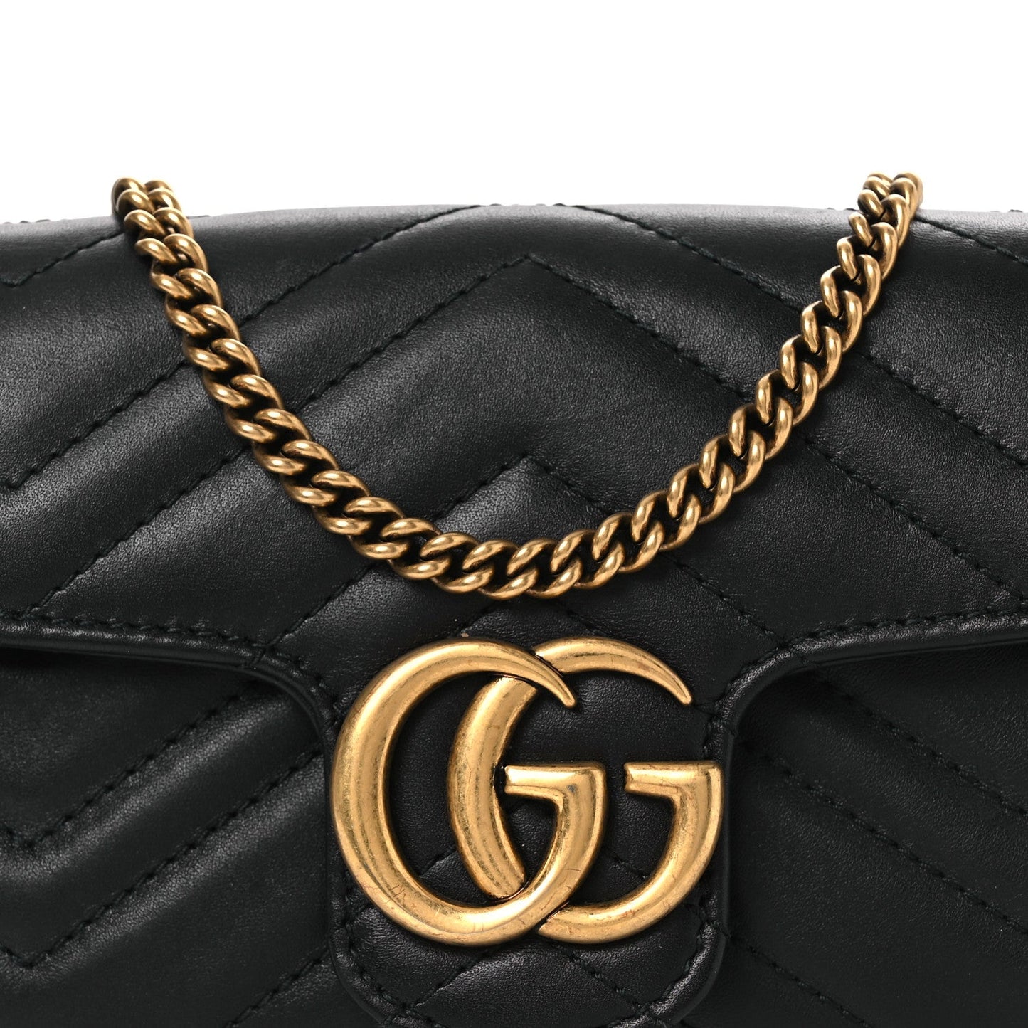 Calfskin Matelasse Super Mini GG Marmont Shoulder Bag Black