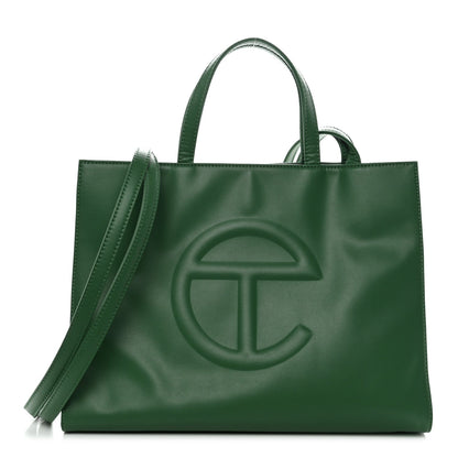 Vegan Leather Medium Shopping Bag Greenscreen