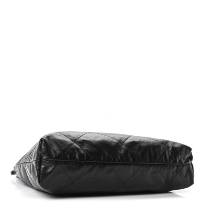 Shiny Calfskin Quilted Monochrome Small Chanel 22 Black