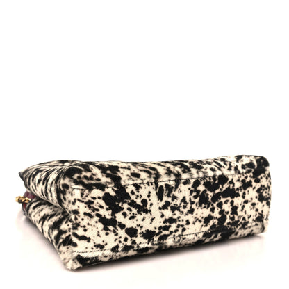 Pony Hair Printed Chic Lady Small Shopping Tote White Black