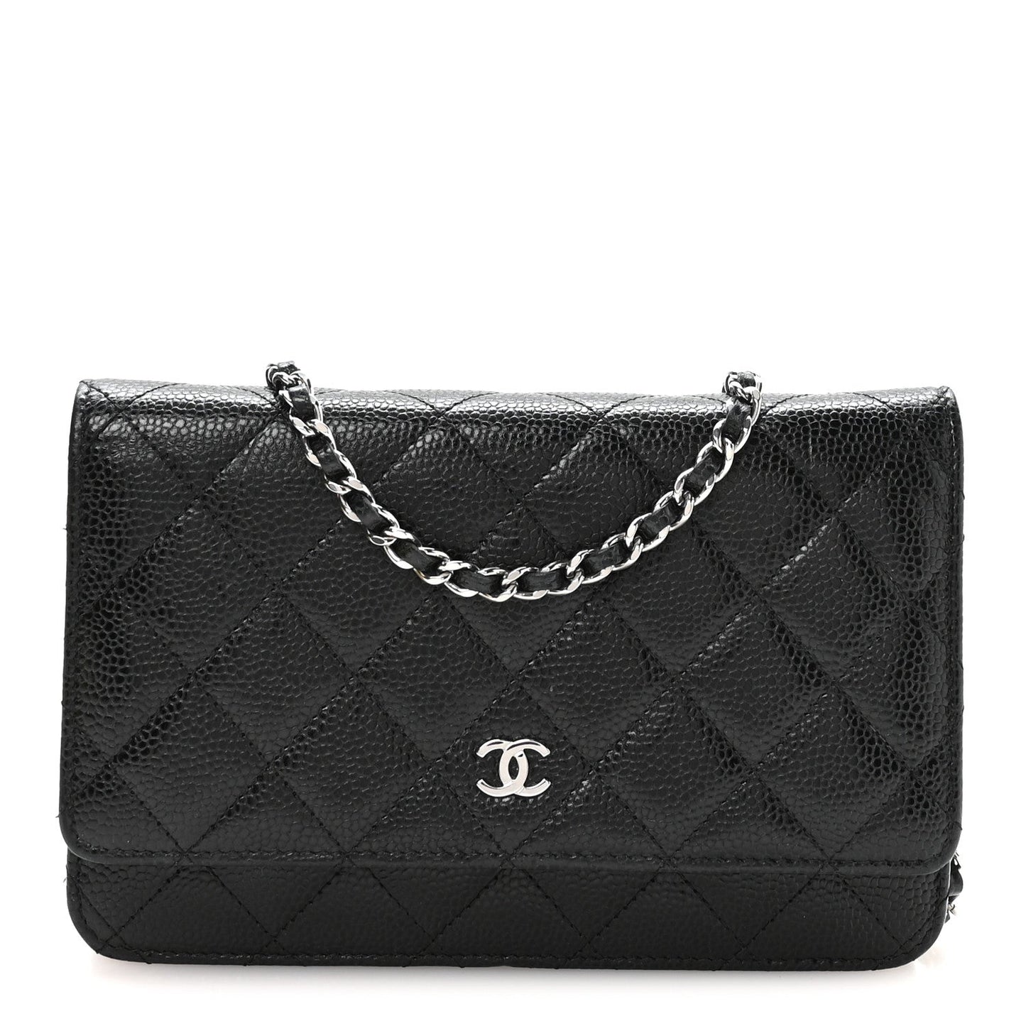 Caviar Quilted Wallet on Chain WOC Black