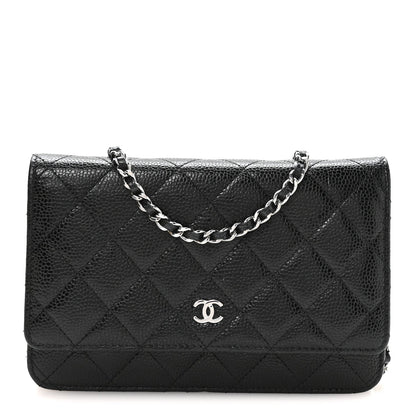 Caviar Quilted Wallet on Chain WOC Black