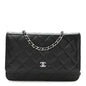 Caviar Quilted Wallet on Chain WOC Black