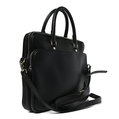 Calfskin Zip Around Briefcase Black