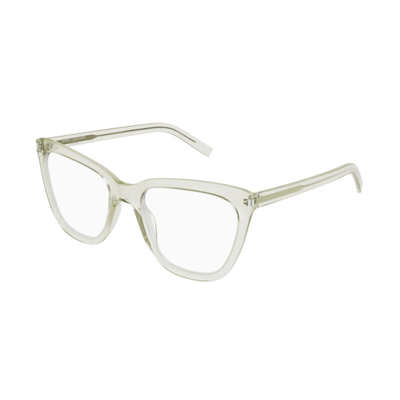 Saint Laurent Eyeglasses Cat Eye Full Rim, Shiny Green Frame and Clear Demo Lenses Lens SL548SLIMOPT005