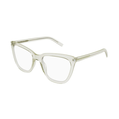 Saint Laurent Eyeglasses Cat Eye Full Rim, Shiny Green Frame and Clear Demo Lenses Lens SL548SLIMOPT005