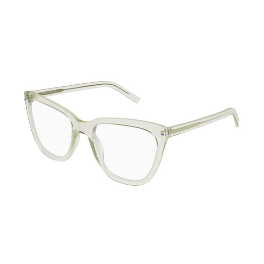 Saint Laurent Eyeglasses Cat Eye Full Rim, Shiny Green Frame and Clear Demo Lenses Lens SL548SLIMOPT005