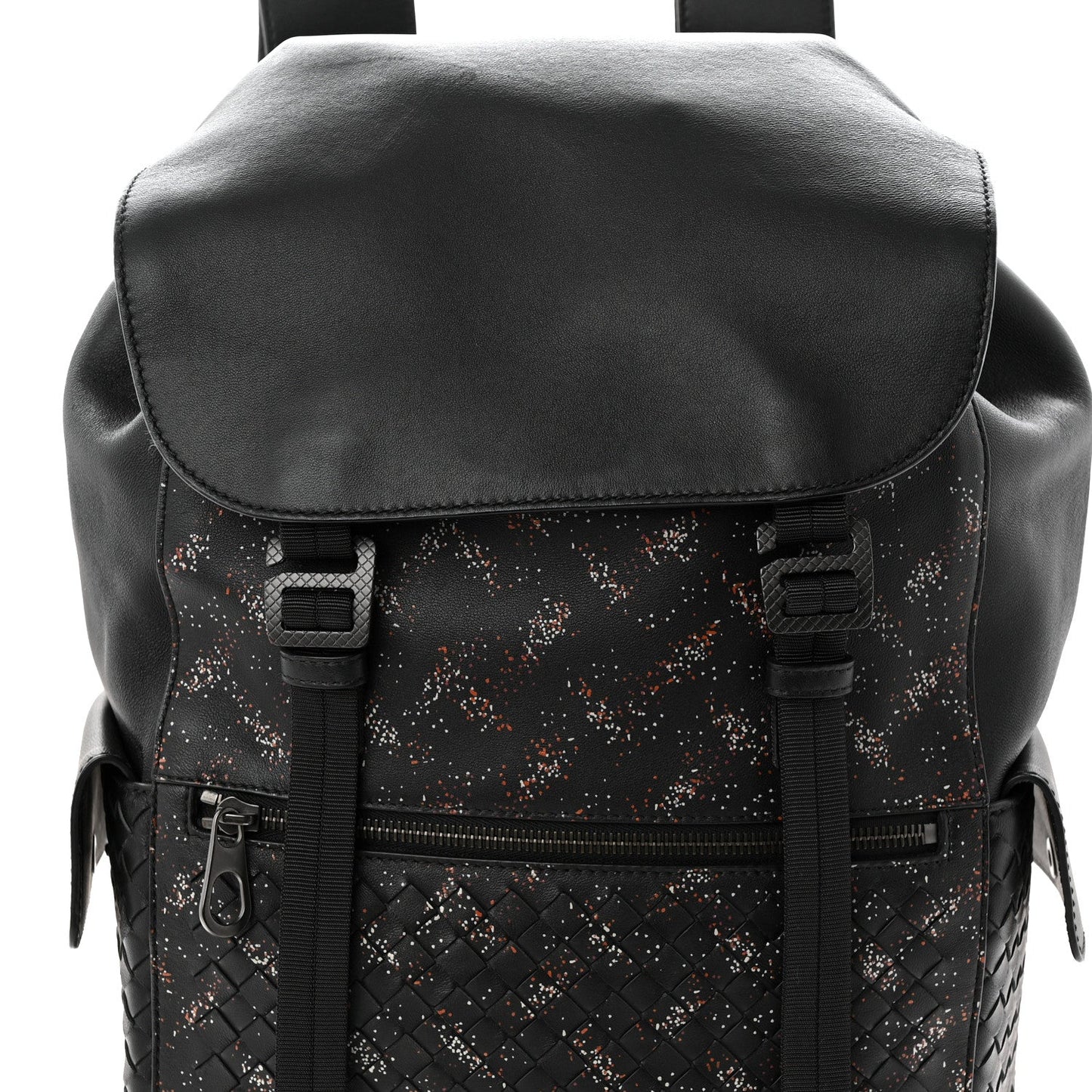 Calfskin Intrecciato Sassolungo Backpack Black Multicolor