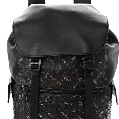 Calfskin Intrecciato Sassolungo Backpack Black Multicolor