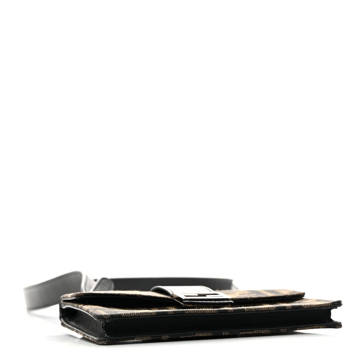 Recycled Fabric Jacquard Vitello Grace FF 1974 Baguette Belt Pouch Tobacco Moro Black