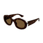 Alexander McQueen Sunglasses Oval Full Rim, Havana Frame and Brown Lens AM0445S002