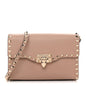 Pebbled Calfskin Medium Rockstud Flip Lock Crossbody Bag Poudre