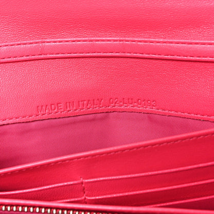 Lambskin Cannage Lady Dior Rendezvous Wallet On Chain Fuchsia