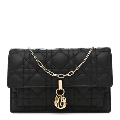 Lambskin Cannage Chain My Dior Daily Chain Pouch Black