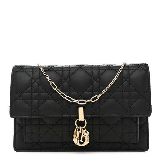 Lambskin Cannage Chain My Dior Daily Chain Pouch Black