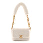 Shearling Lambskin Quilted CC Chain Flap White