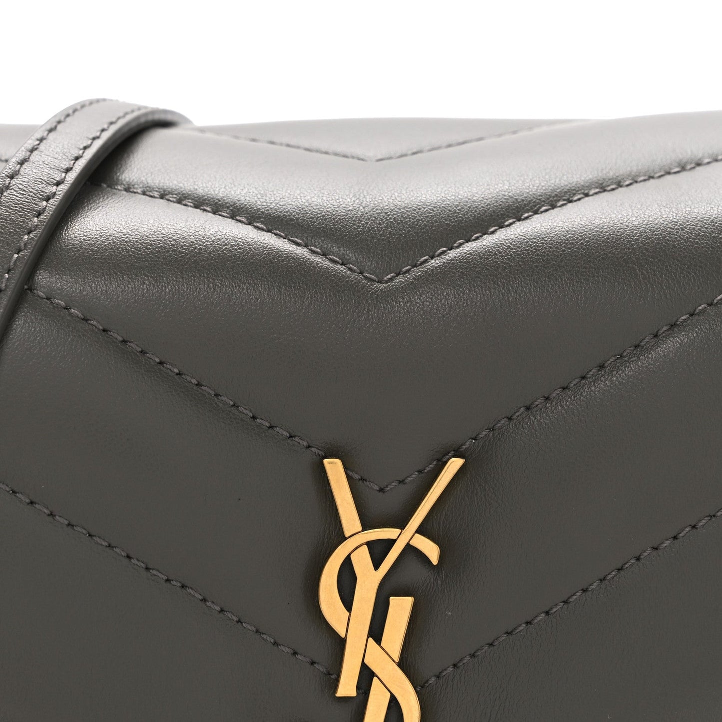 Calfskin Y Quilted Monogram Toy Loulou Crossbody Bag Grey Kaki