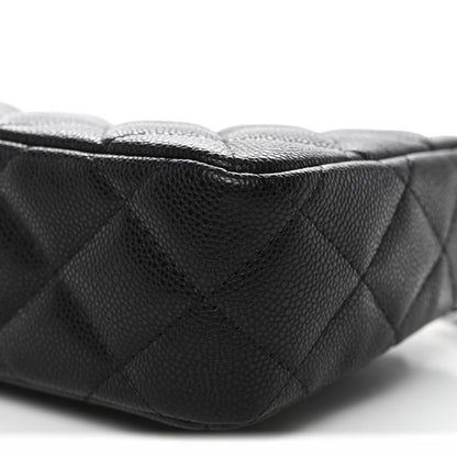 Caviar Quilted Purse With Chain Black