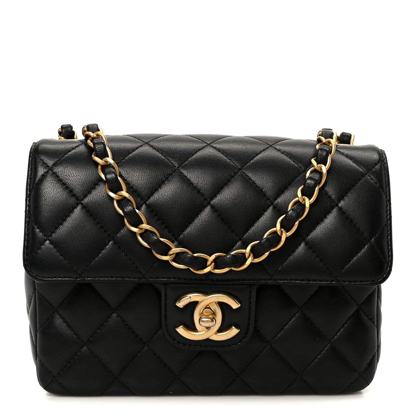 Lambskin Quilted Casino Chips Small Flap Black