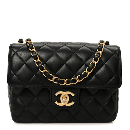 Lambskin Quilted Casino Chips Small Flap Black