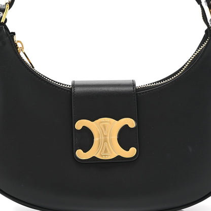 Smooth Calfskin Medium Strap Ava Triomphe Shoulder Bag Black