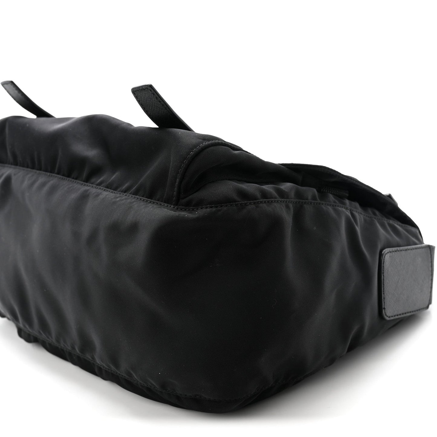 Tessuto Nylon Saffiano Double Buckle Messenger Shoulder Bag Black