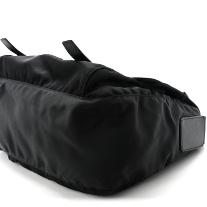 Tessuto Nylon Saffiano Double Buckle Messenger Shoulder Bag Black