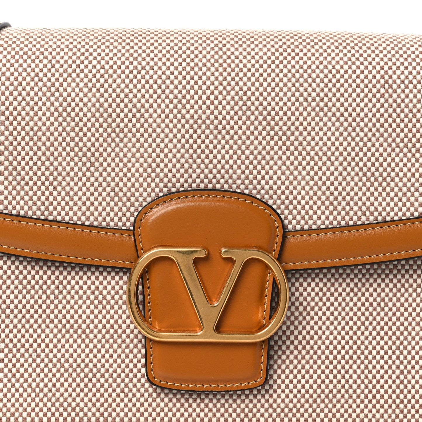 Smooth Calfskin Canvas 9to5 Shoulder Bag Natural Golden