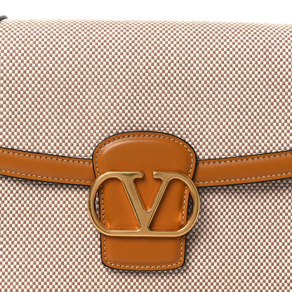 Smooth Calfskin Canvas 9to5 Shoulder Bag Natural Golden