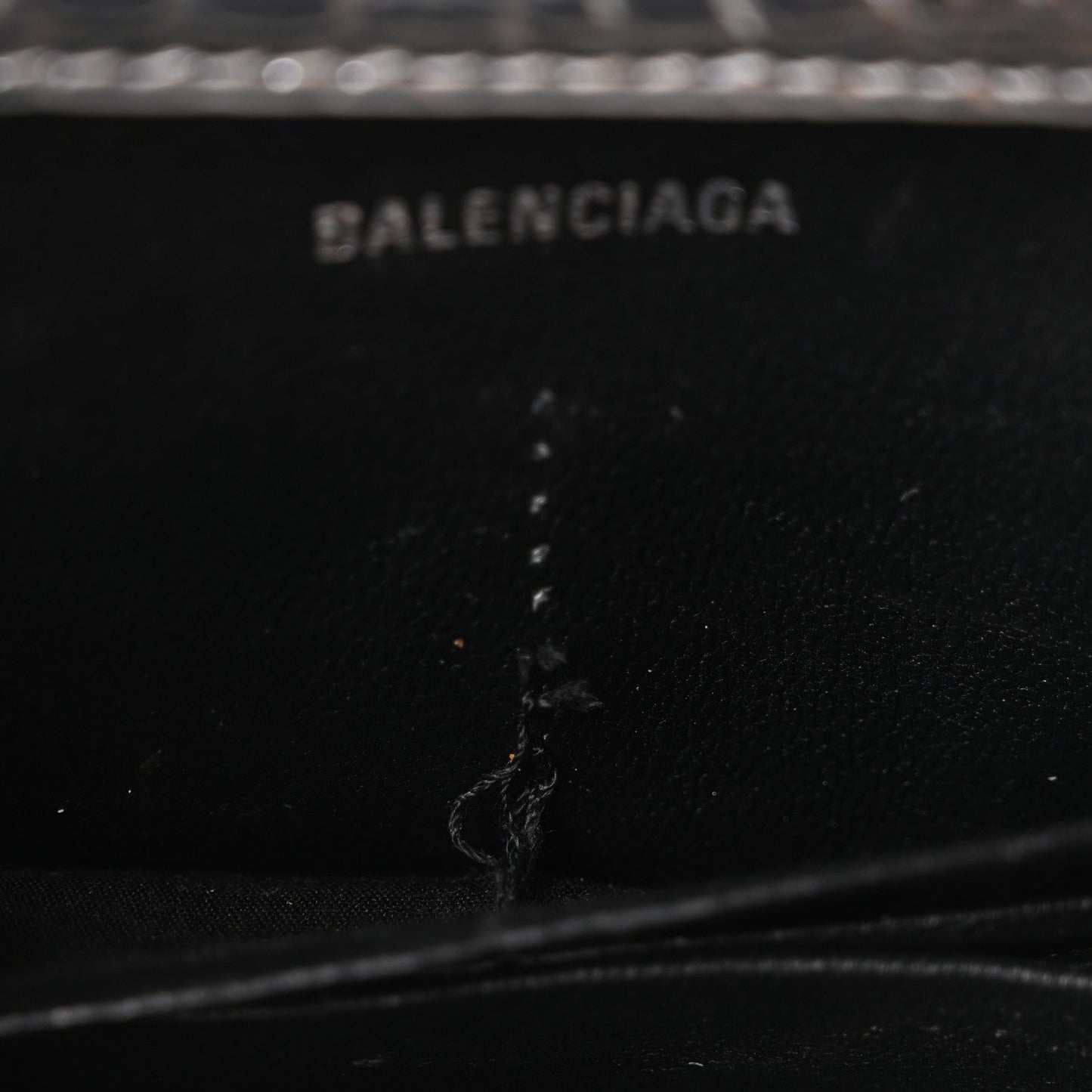 Metallic Calfskin Crocodile Embossed Hourglass Chain Bag Silver