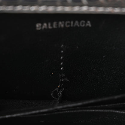 Metallic Calfskin Crocodile Embossed Hourglass Chain Bag Silver
